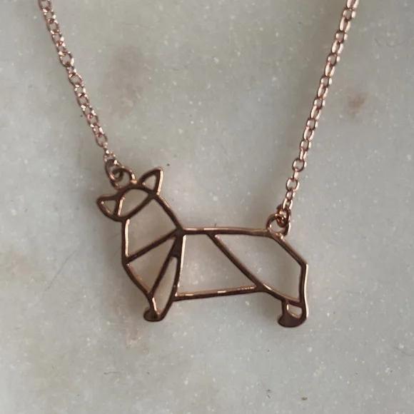 Rosa Vila Rose Gold Tone Origami Corgi Necklace - Picture 4 of 5